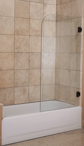 Backsplash installed on bathtub