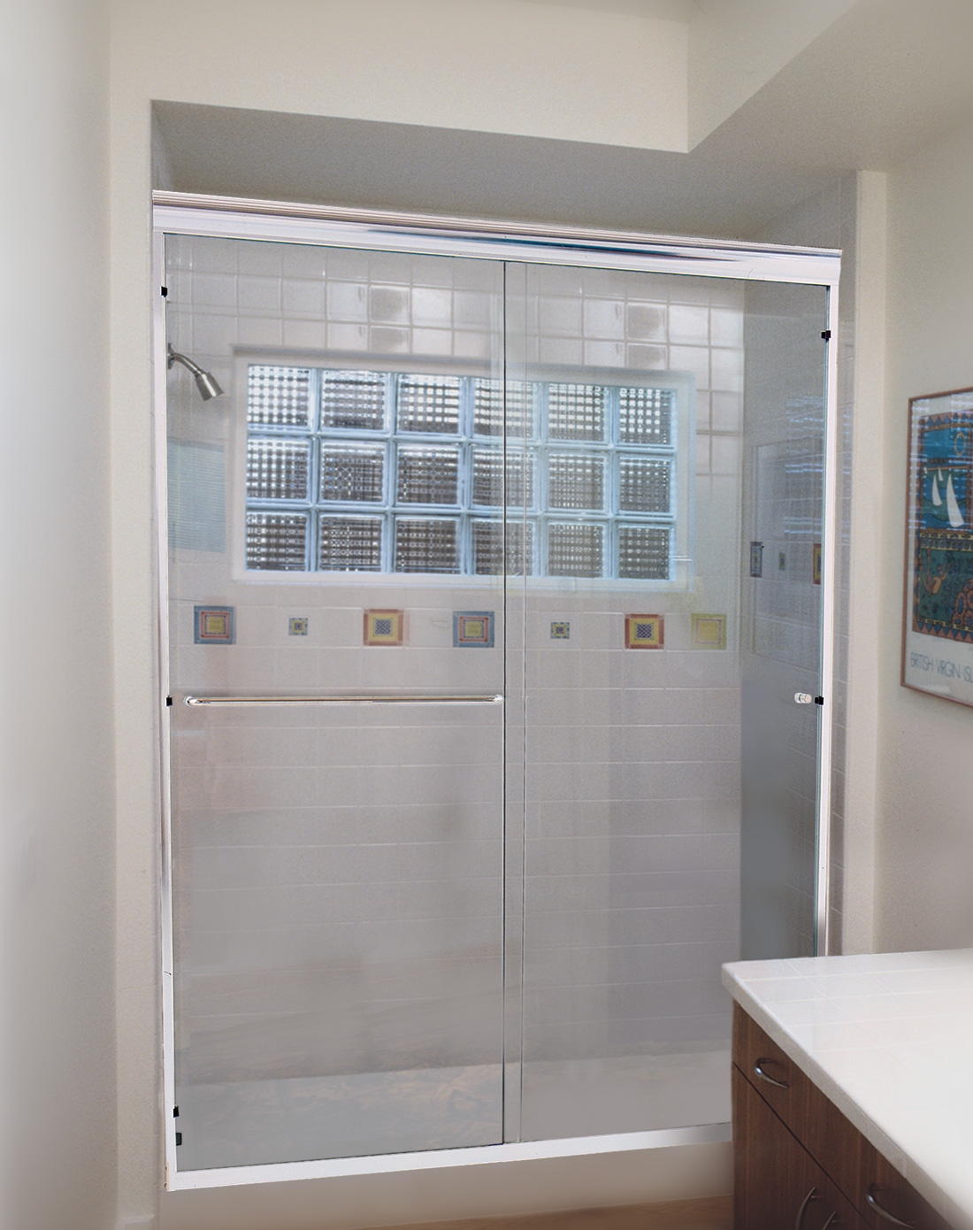 Fresco slider shower door, clear 1/4" shower door